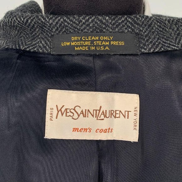 YSL Saint Laurent Wool Long Trench Coat Vintage - Picture 6 of 7